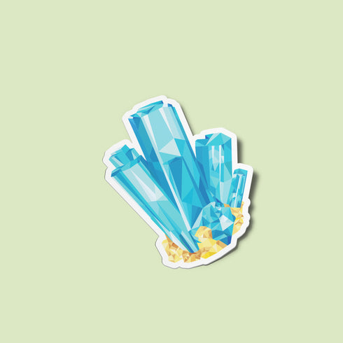 Blue Aquamarine Crystal Premium Vinyl Sticker, Pisces Birthstone, Die-Cut Laptop Decal